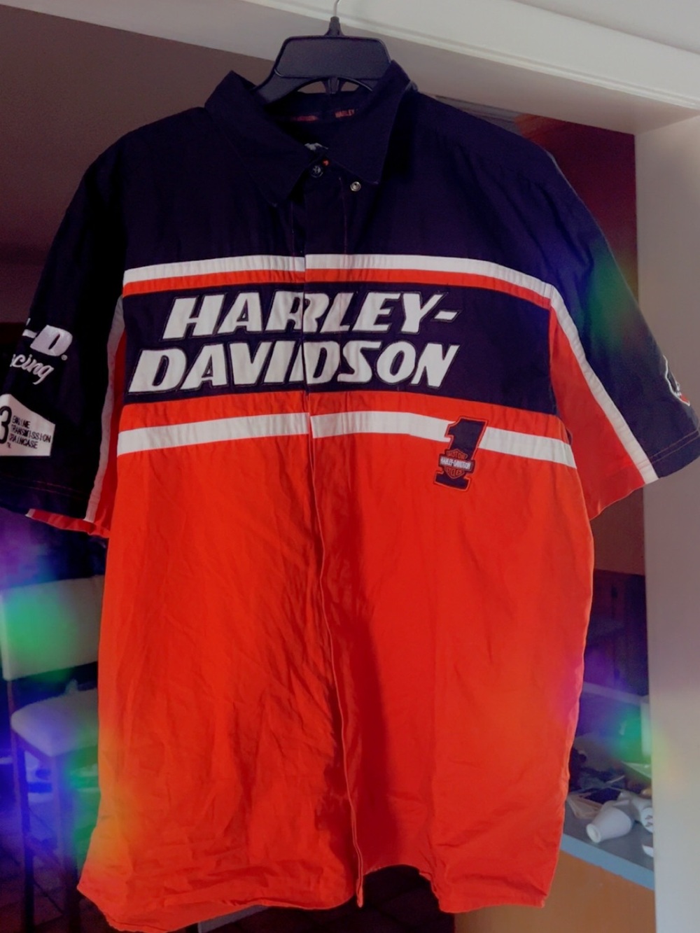 Harley-Davidson Black and Orange Racing Logo Shirt